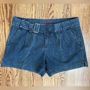 Elle Dark Blue Denim Women's Shorts with Buckle Waist